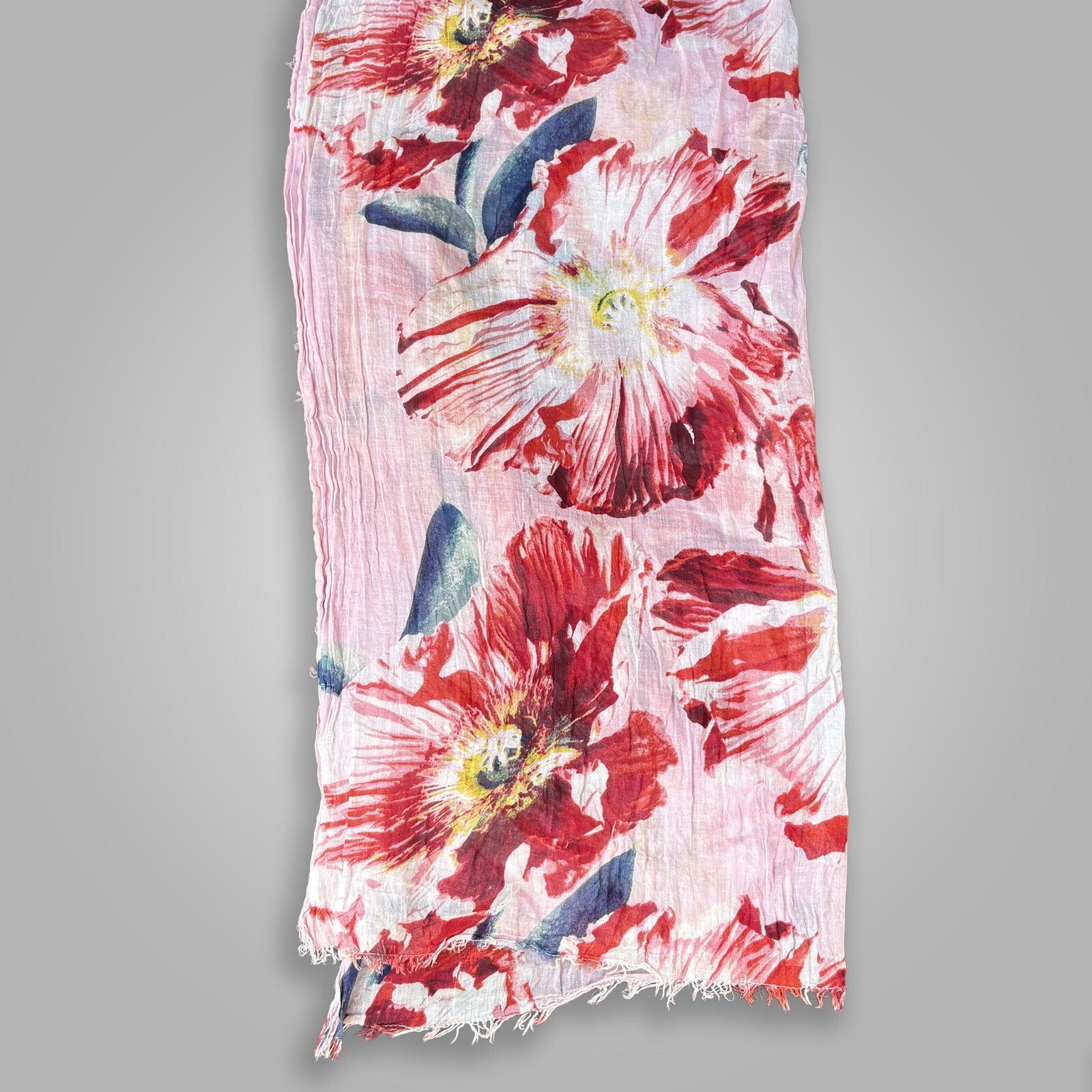 Lightweight Floral Scarf | Red & Blue