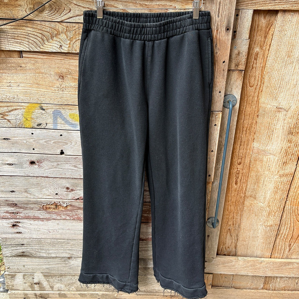FB County Black Sweatpants Size L with Frayed Hem Detail