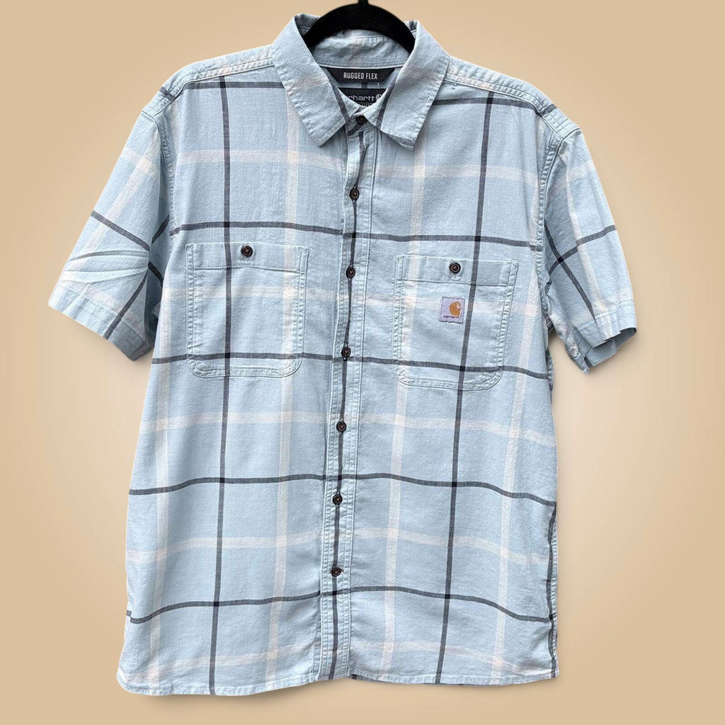 Carhartt Men's Blue and Grey Shirt