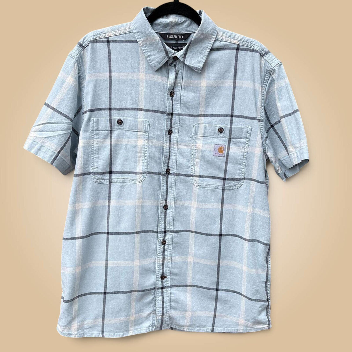 Carhartt Men's Blue and Grey Shirt