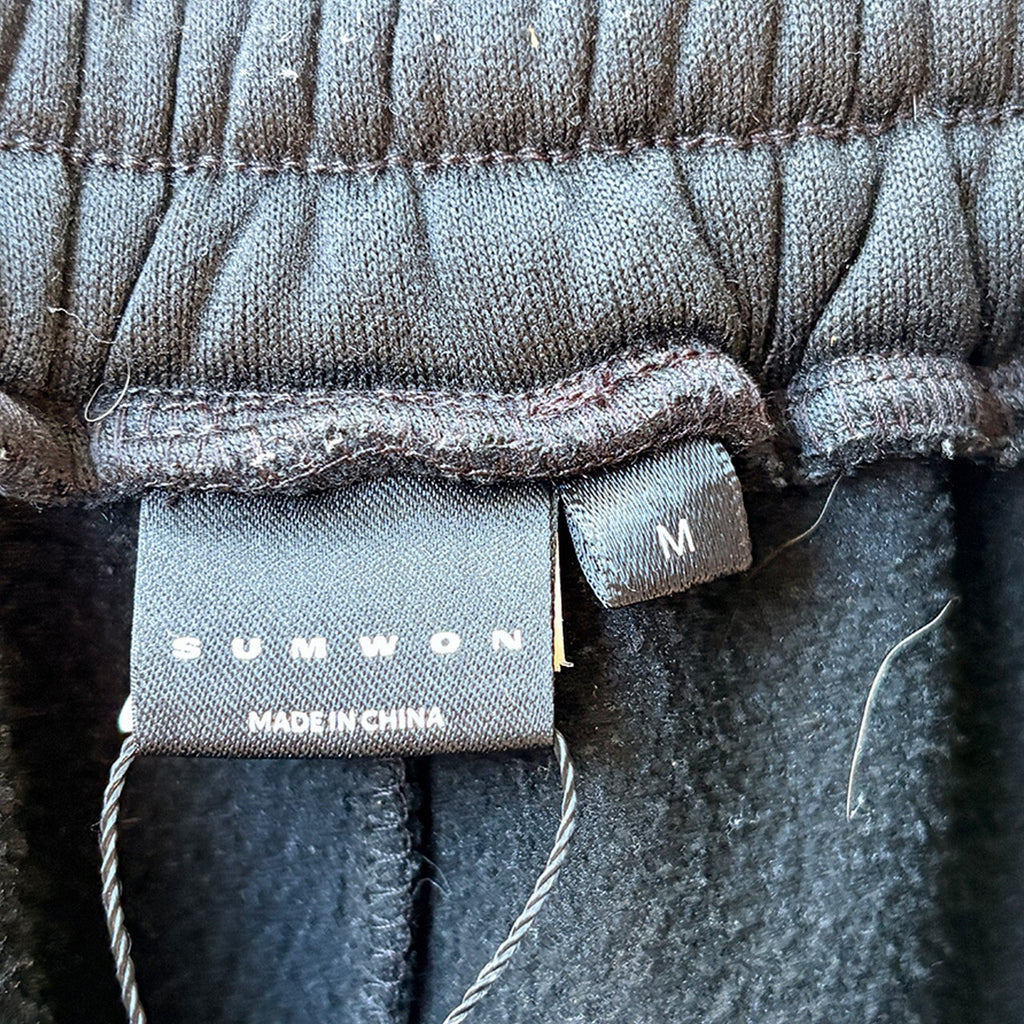 SUMWON Black Wide-Leg Sweatpants with Drawstring Waist, Size M
