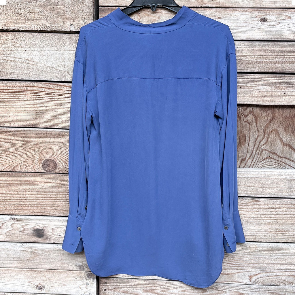 Theory Tie Neck Blouse | Blue, LS, S