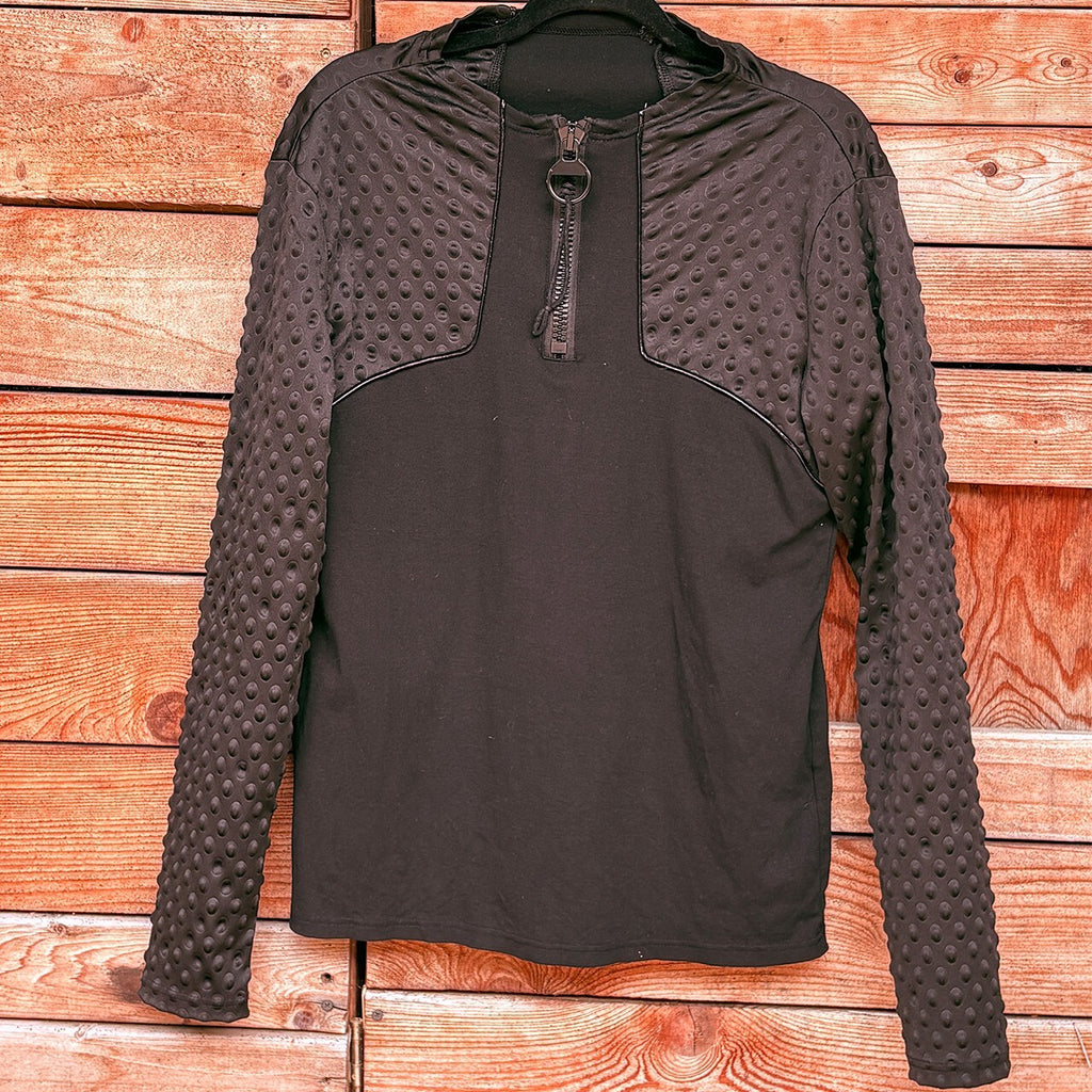 Punk Rave Black Textured Long Sleeve Top with Half Zip