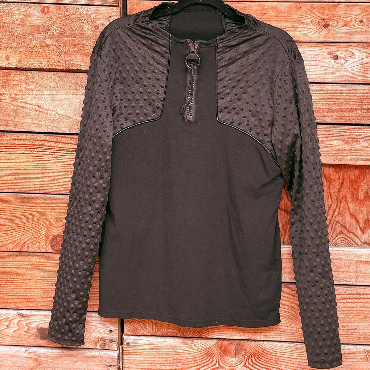 Punk Rave Black Textured Long Sleeve Top with Half Zip