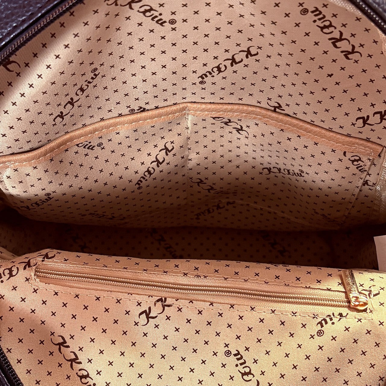 Black Faux Leather Backpack with Gold Accents