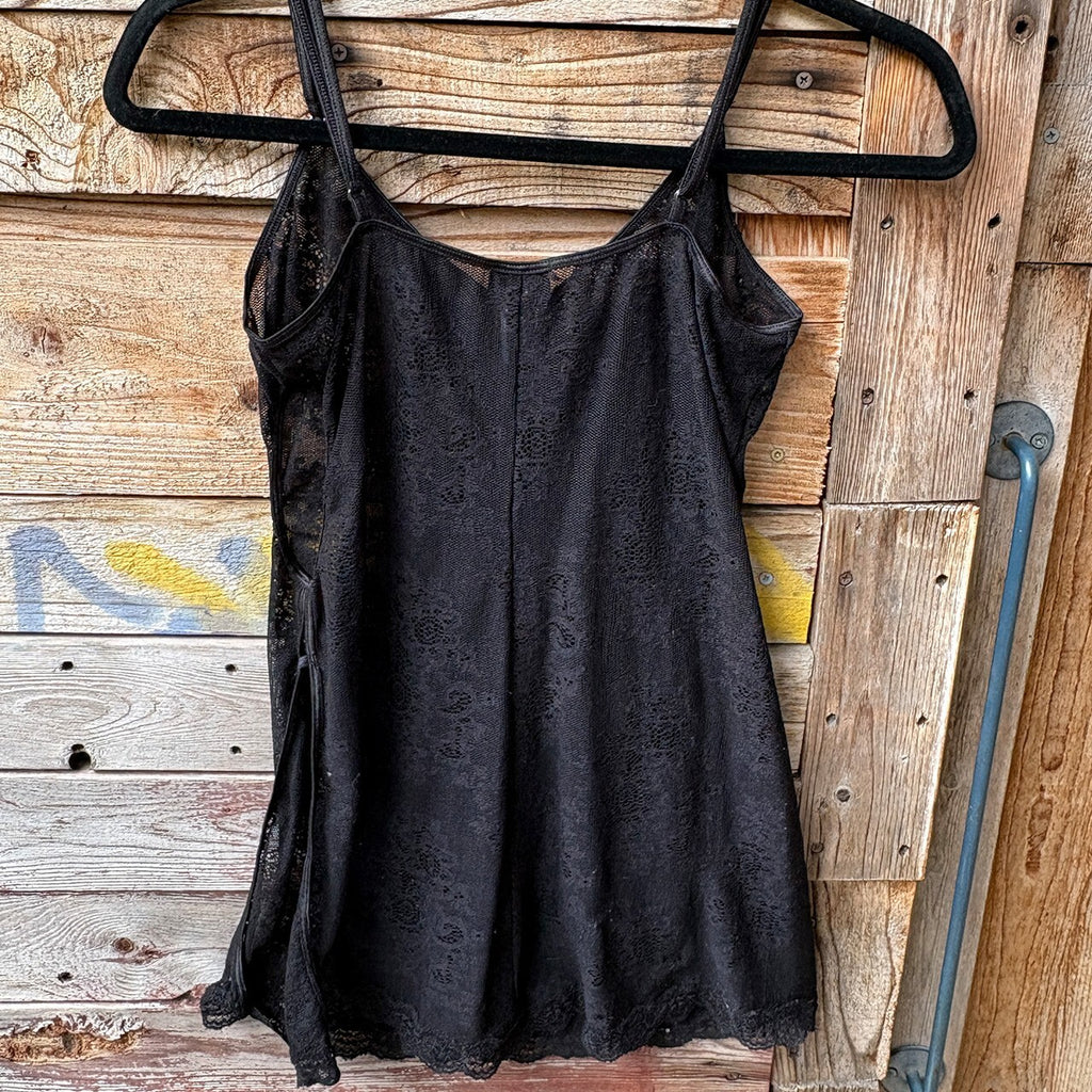 Frederick's of Hollywood Black Lace Slip Dress Medium