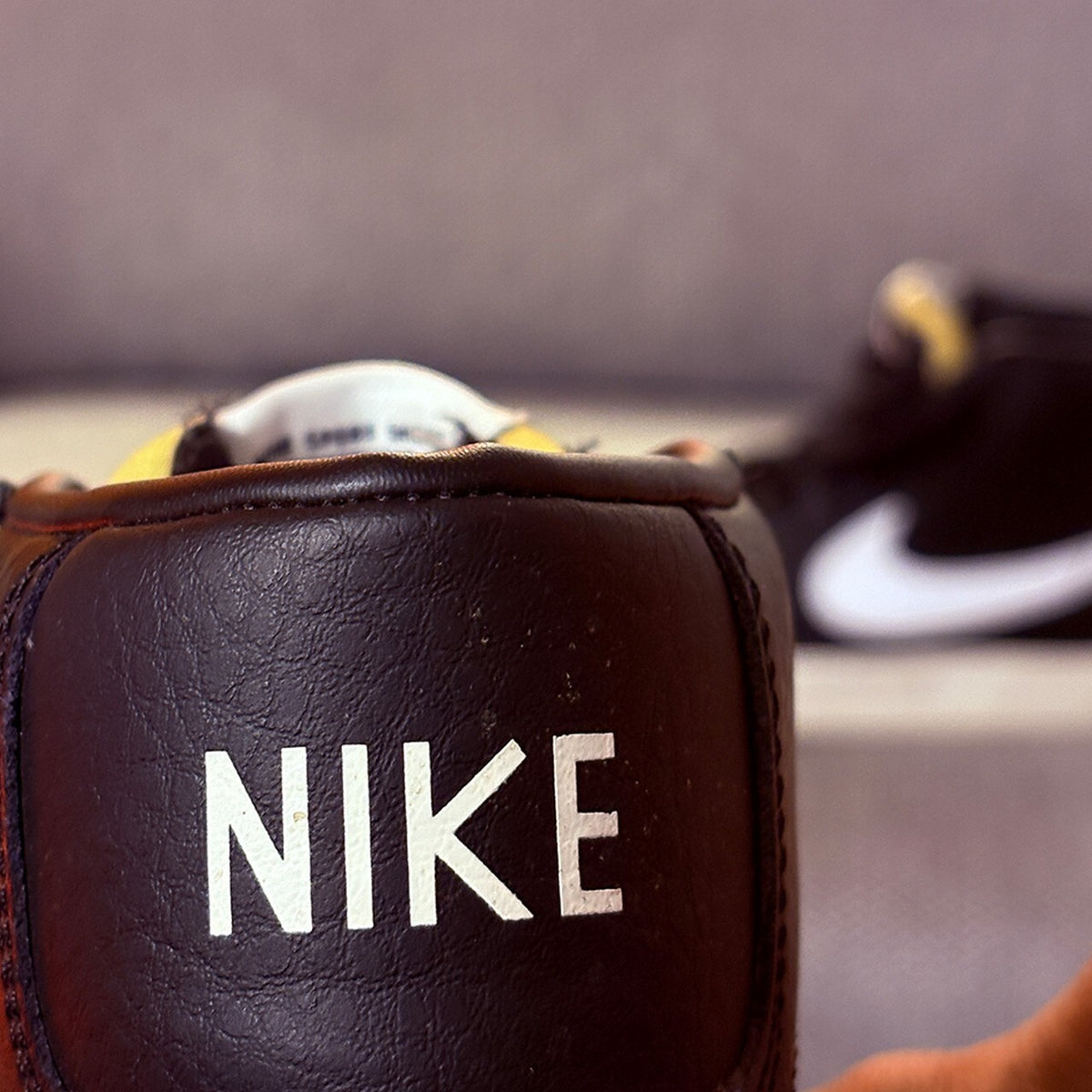 Nike Blazer Mid Black Leather Sneakers with White Swoosh