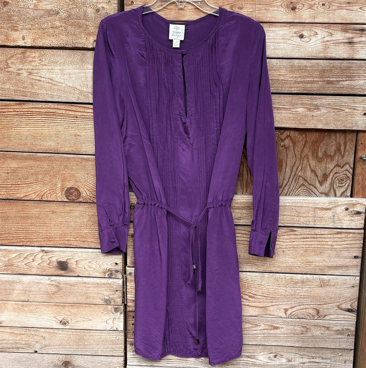 Suzi Chin Tie-Waist Dress | Purple, LS, 14