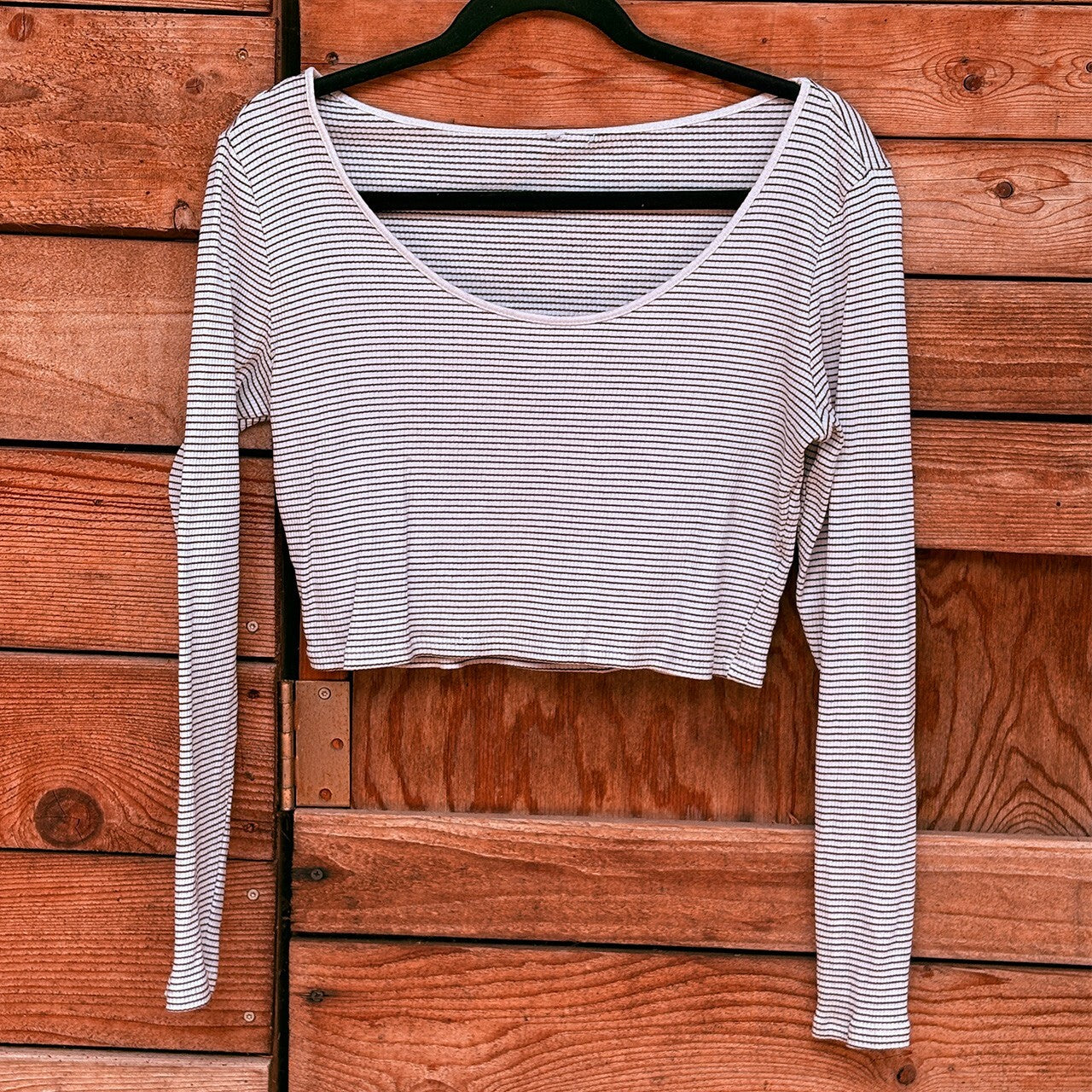 Striped Long Sleeve Cropped Top