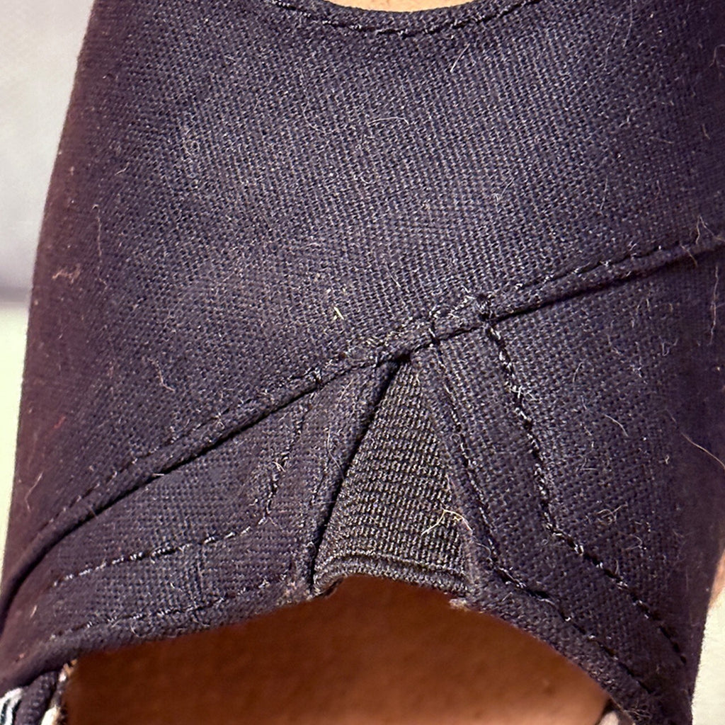 TOMS Black Canvas Peep Toe Wedge Espadrilles, 10W