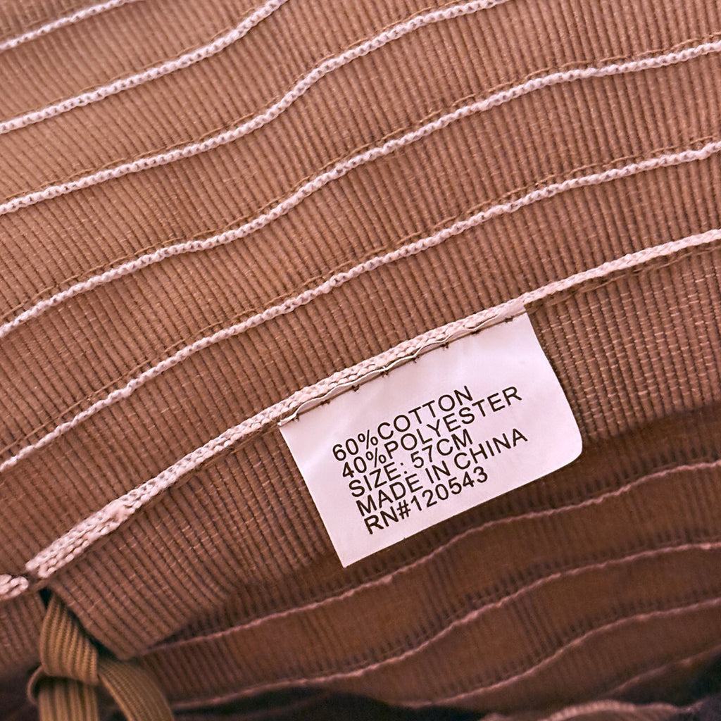 Brown Canvas Tote Bag with White Straps and Brown Bucket Hat