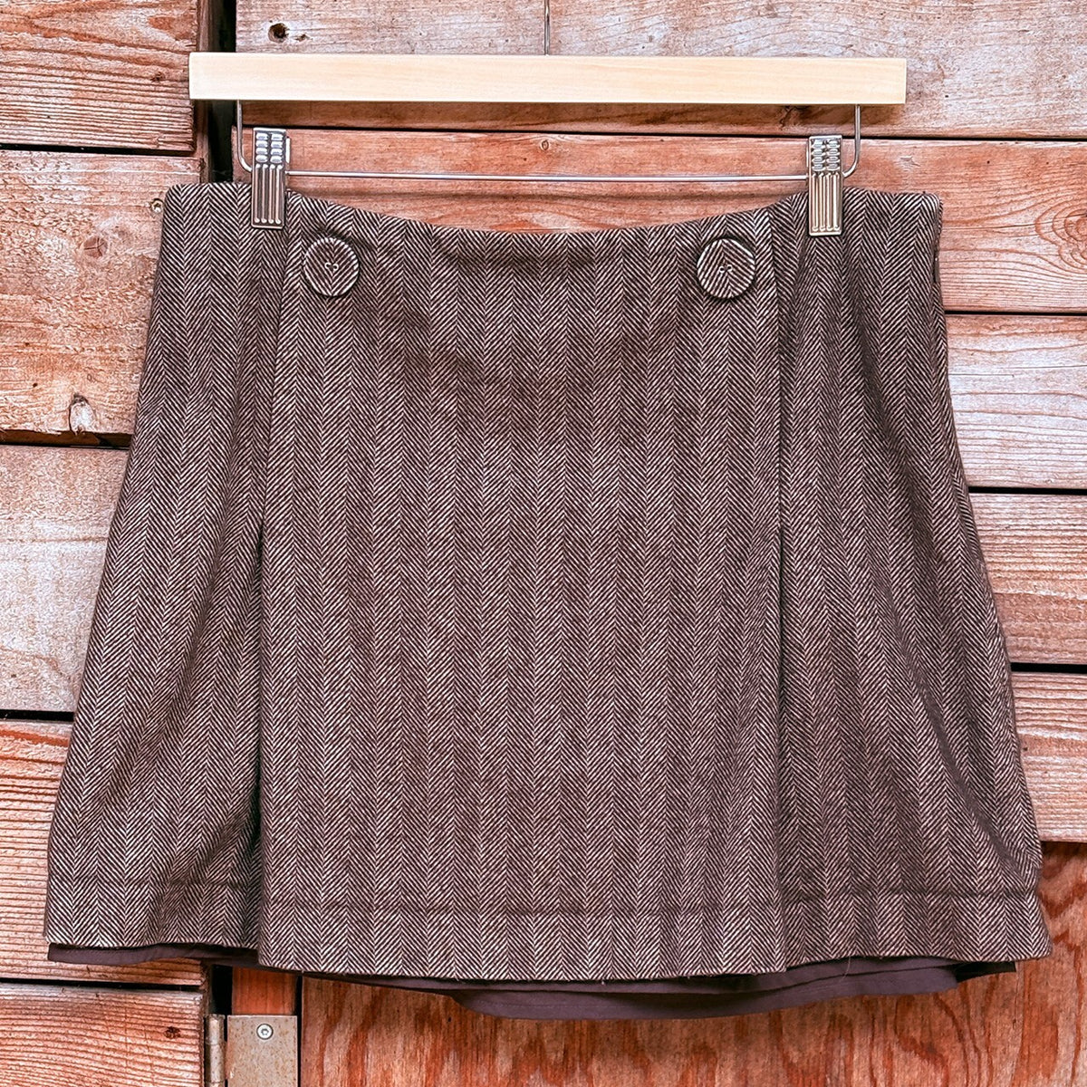 The Limited Brown Herringbone Mini Skirt