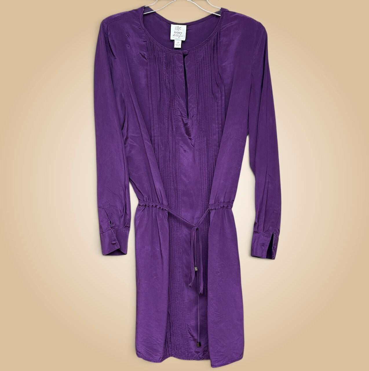 Suzi Chin Tie-Waist Dress | Purple, LS, 14
