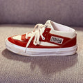 Vans Half Cab Red and White Skate Shoes with PopCush