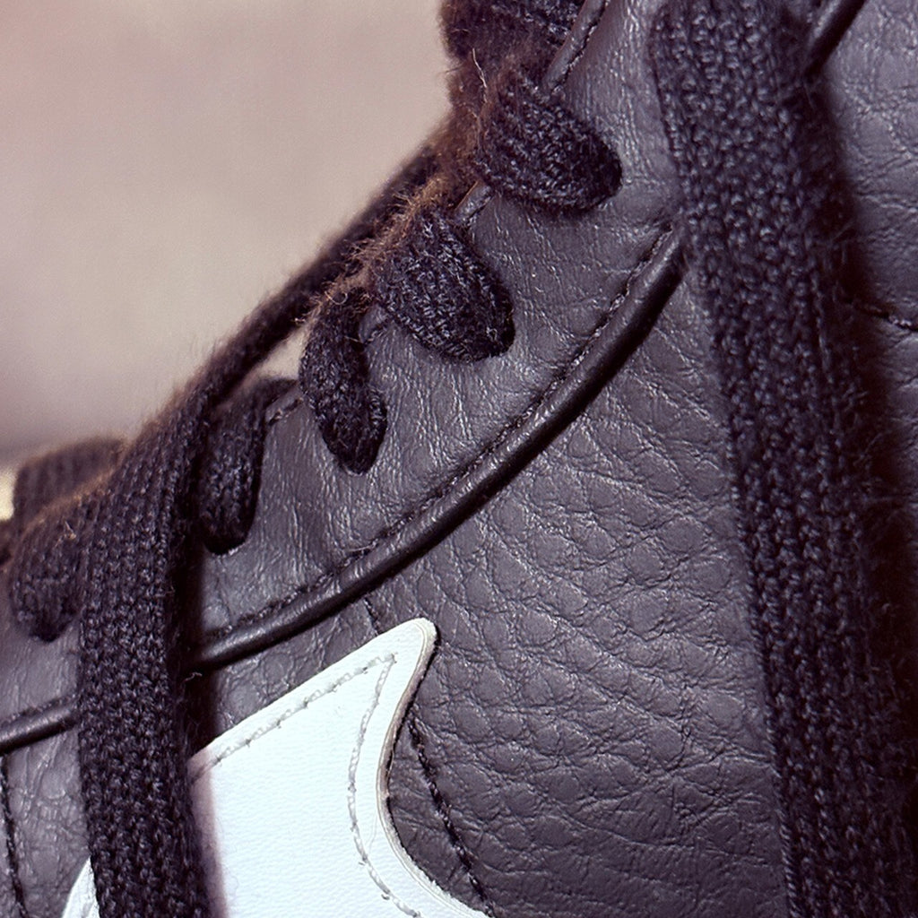 Nike Blazer Mid Black Leather Sneakers with White Swoosh