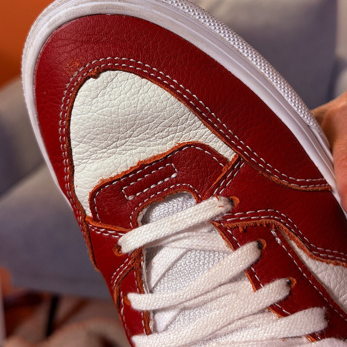 Vans Half Cab Red and White Skate Shoes with PopCush