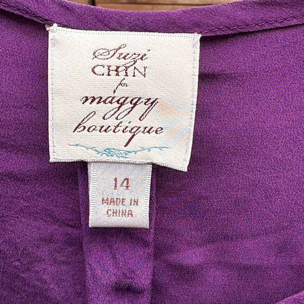 Suzi Chin Tie-Waist Dress | Purple, LS, 14
