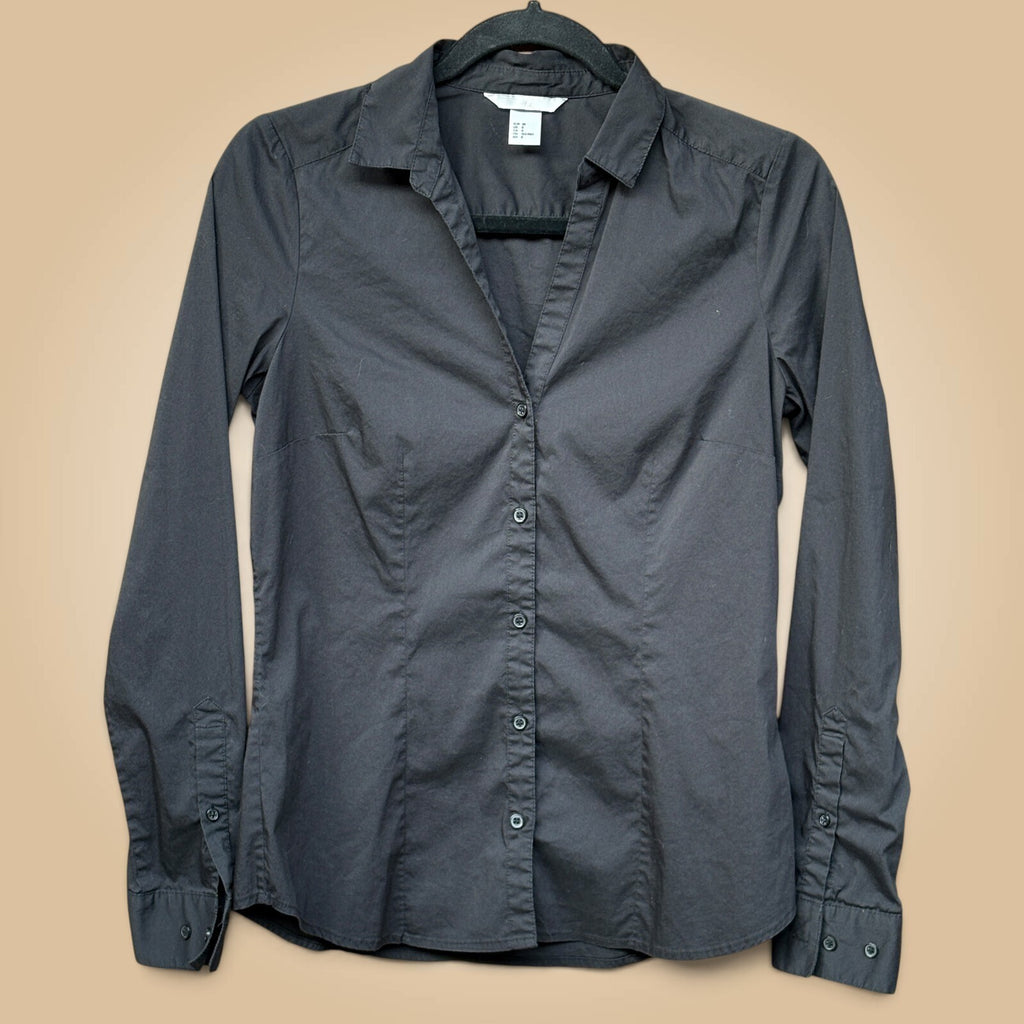 H&M Button-Up Shirt | Black, 8