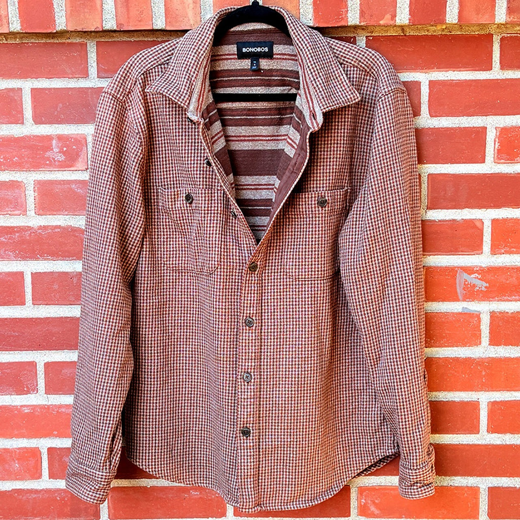 Bonobos Men's Medium Brown Checkered Button-Up Shirt