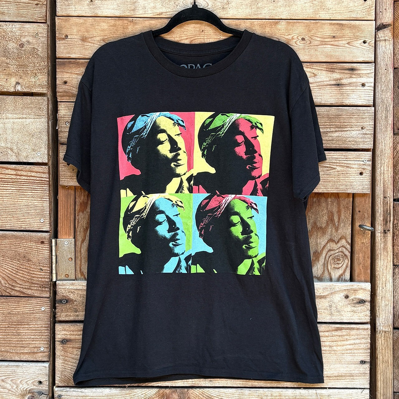2PAC Graphic Black Cotton T-Shirt Size L