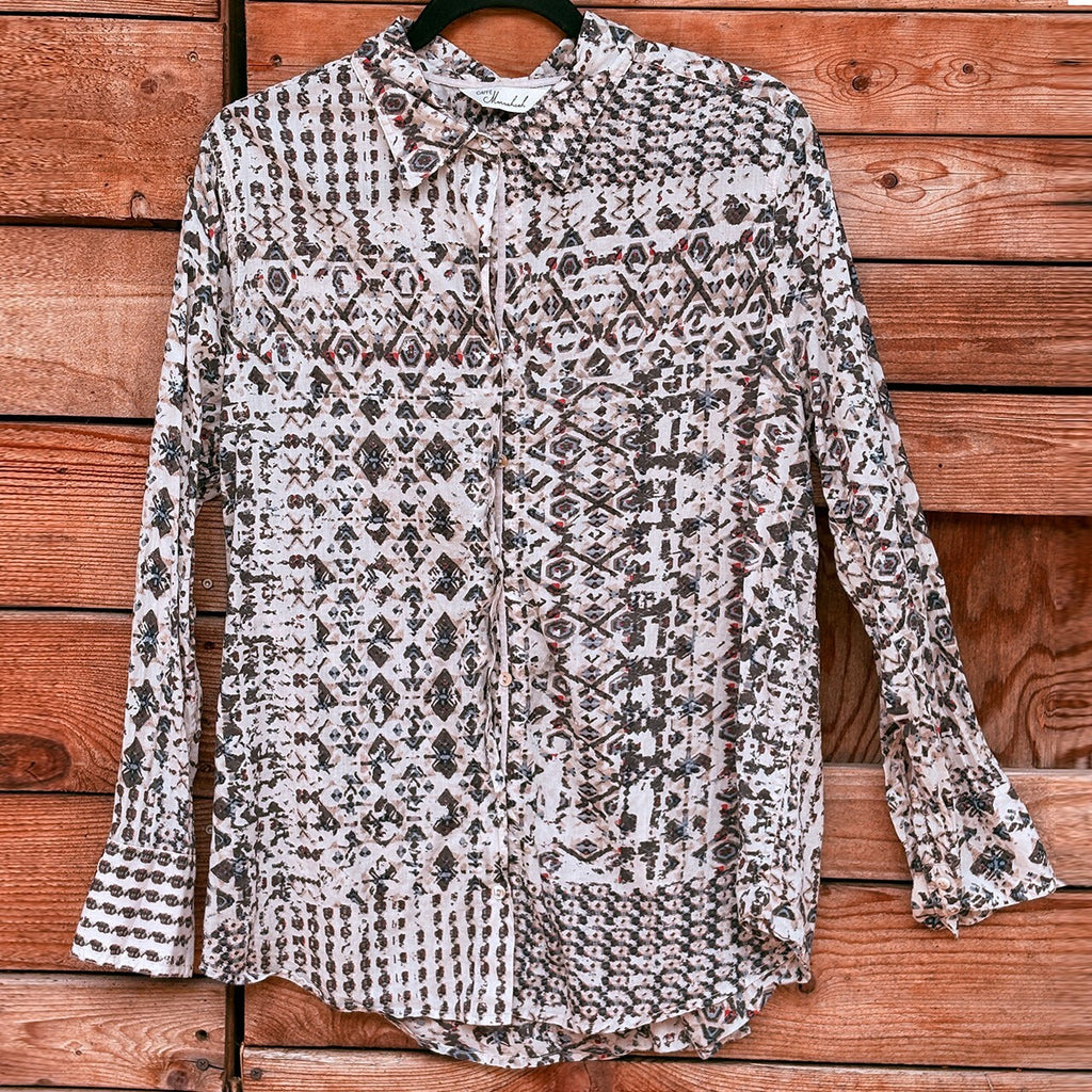 Caffé Marrahcsh Lightweight Patterned Button-Up Shirt