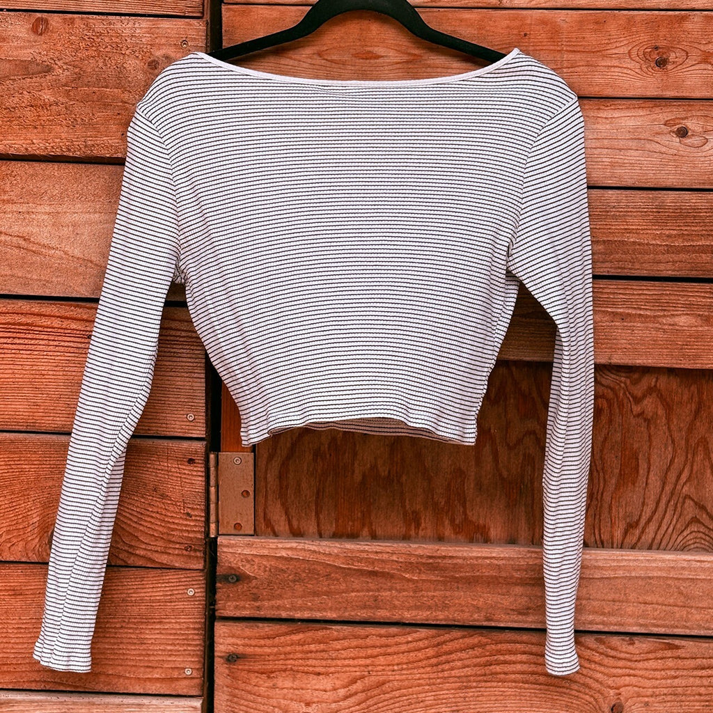 Striped Long Sleeve Cropped Top