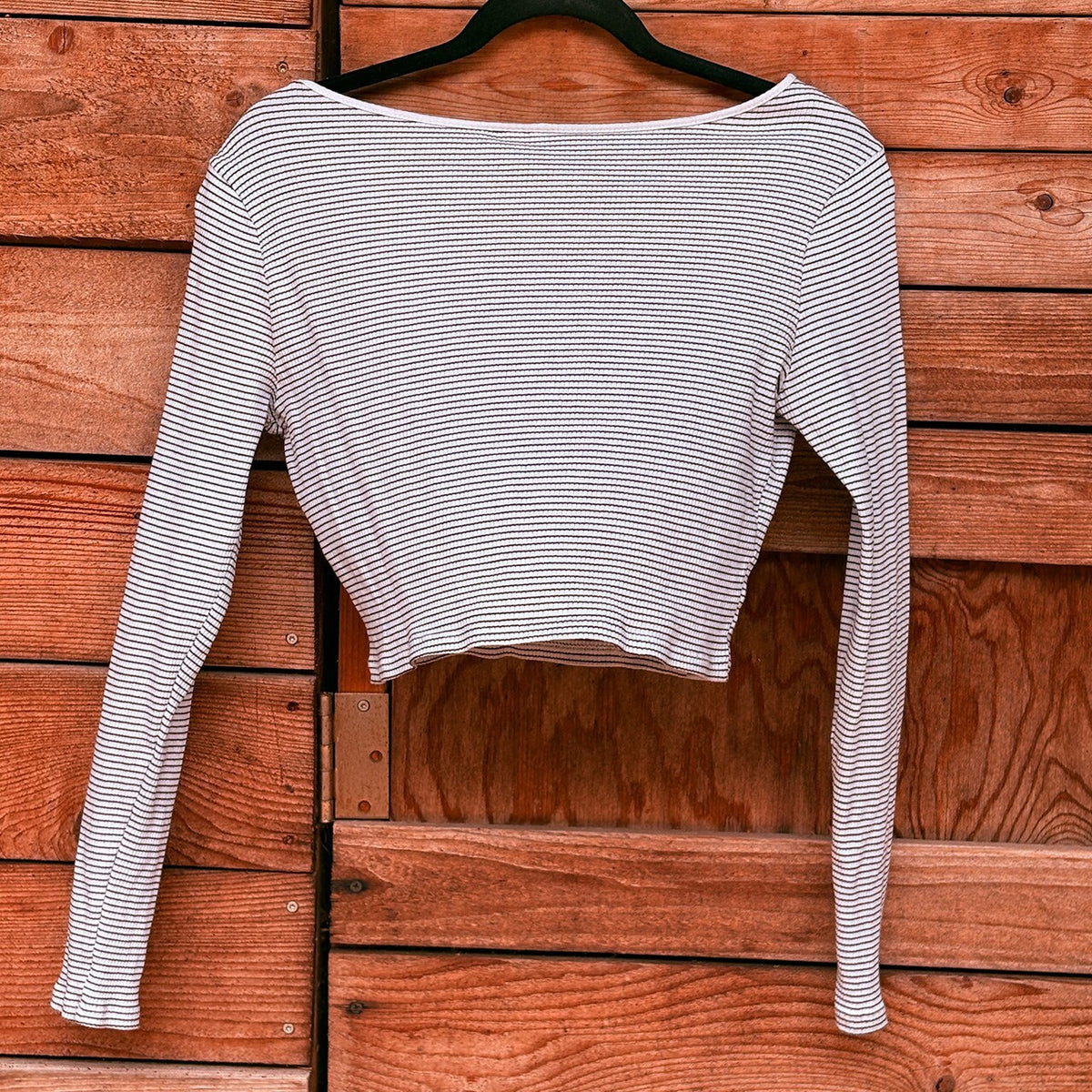 Striped Long Sleeve Cropped Top