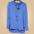 Theory Tie Neck Blouse | Blue, LS, S