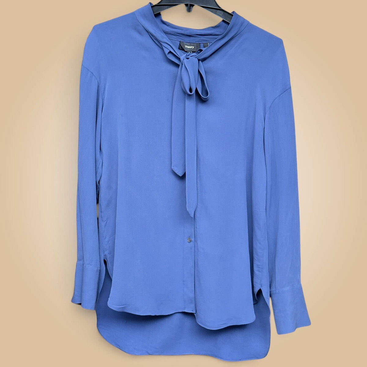 Theory Tie Neck Blouse | Blue, LS, S