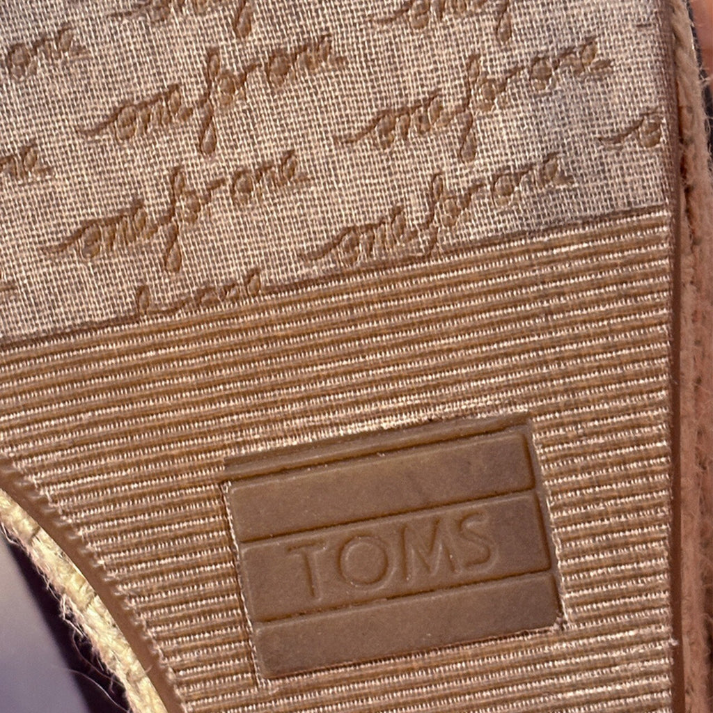 TOMS Black Canvas Peep Toe Wedge Espadrilles, 10W
