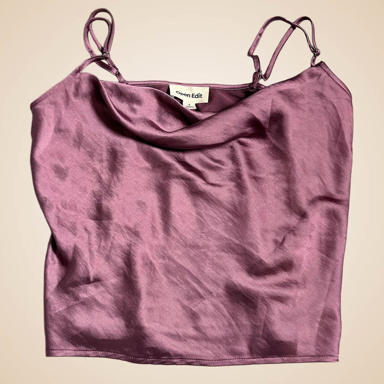 Open Edit Burgundy Satin Cami Crop Top S 🍷