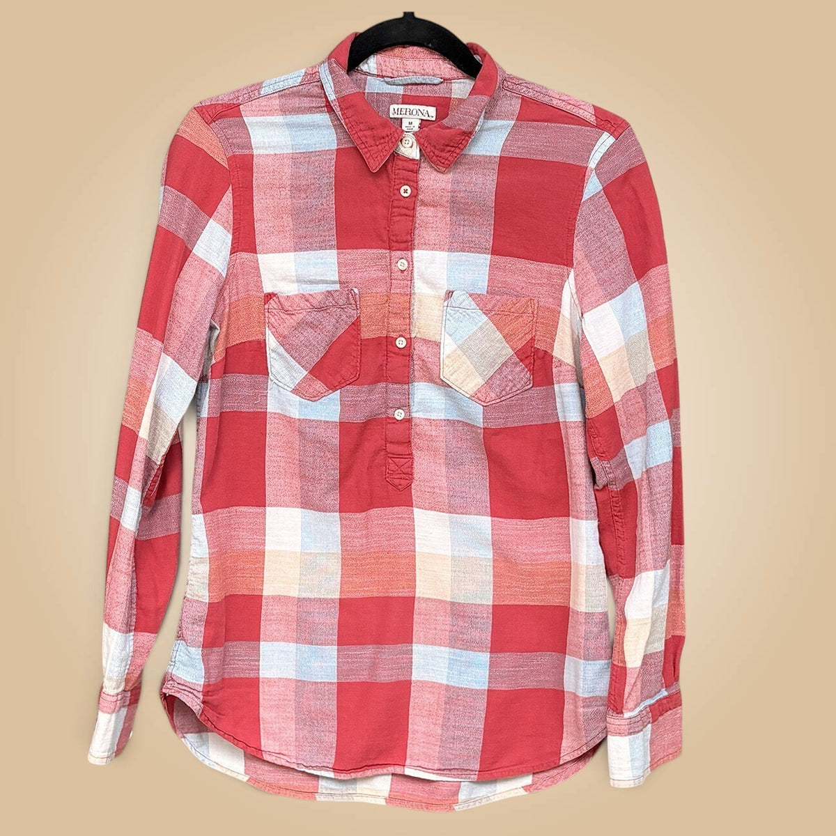 Merona Flannel Plaid Shirt | Red, M