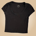EST.PAC 1980 Black Scoop Neck Short Sleeve Crop Top Size S