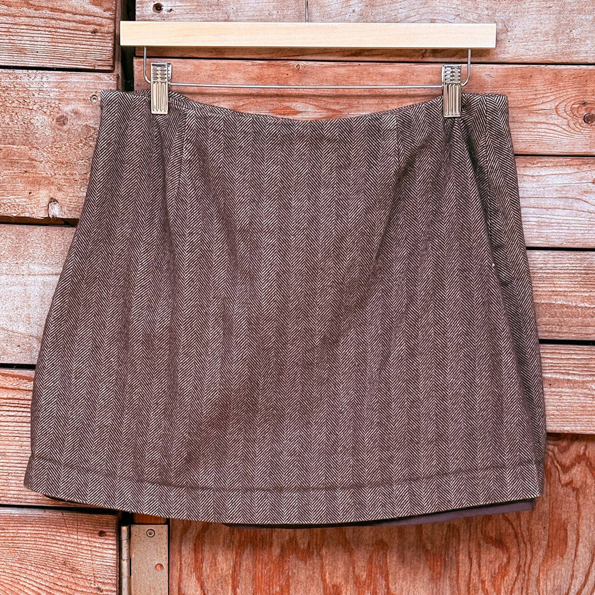 The Limited Brown Herringbone Mini Skirt