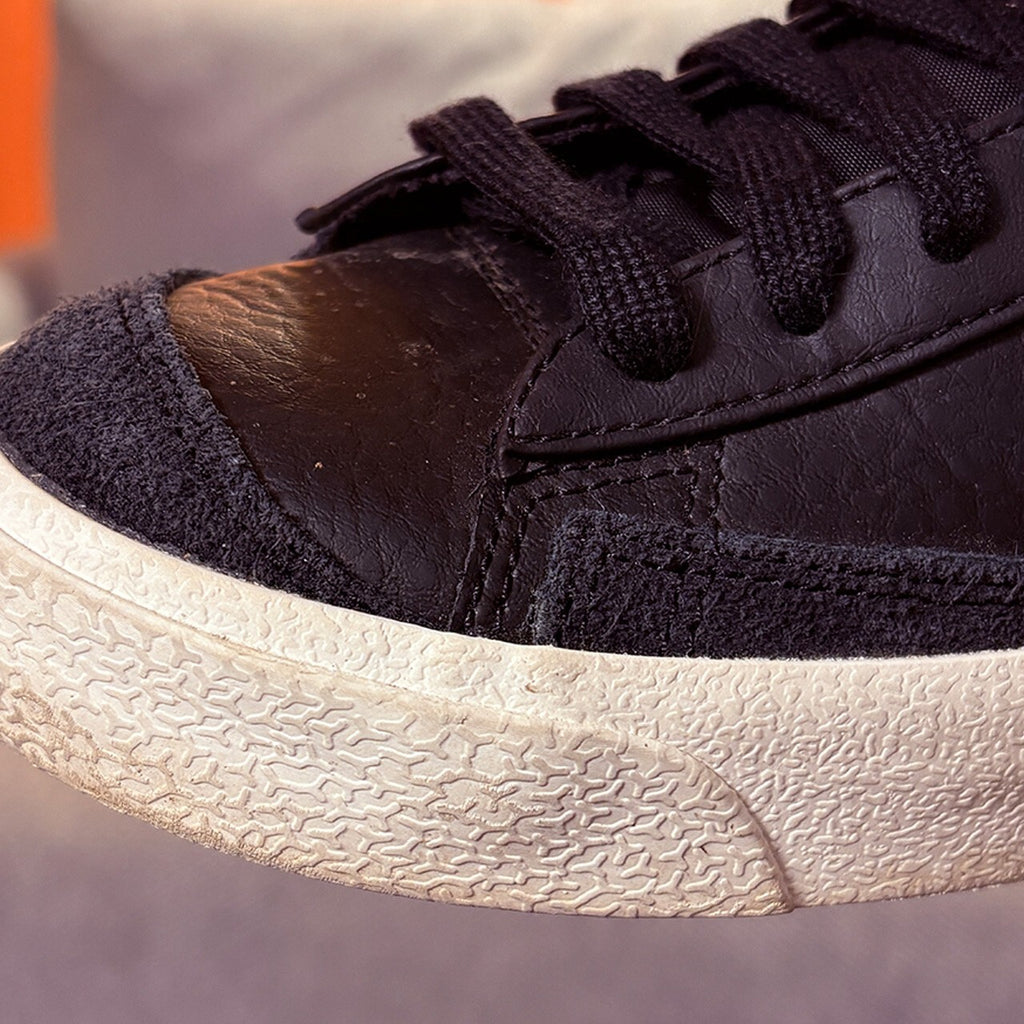 Nike Blazer Mid Black Leather Sneakers with White Swoosh