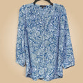 NYDJ Floral Blouse | Blue, White, XS