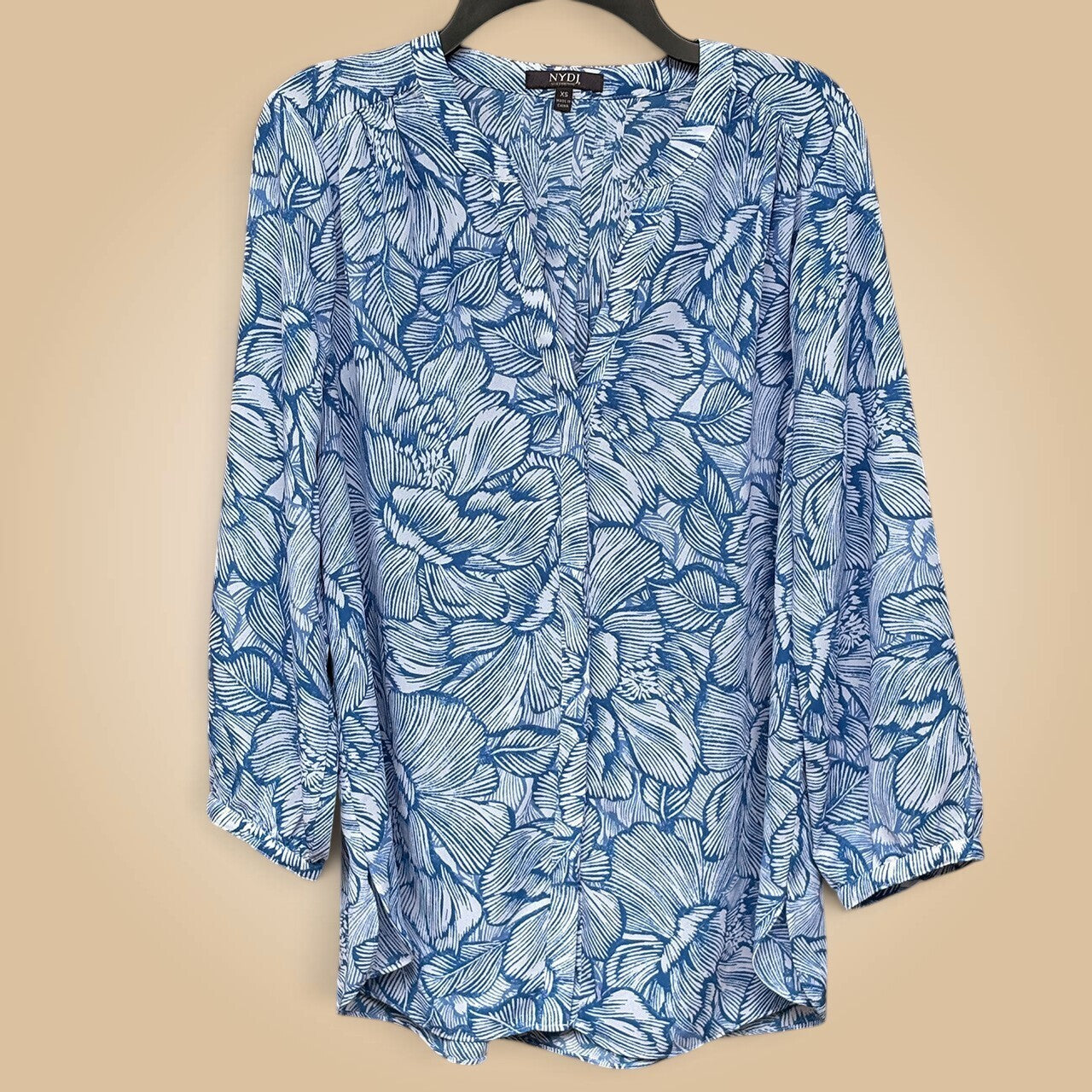 NYDJ Floral Blouse | Blue, White, XS