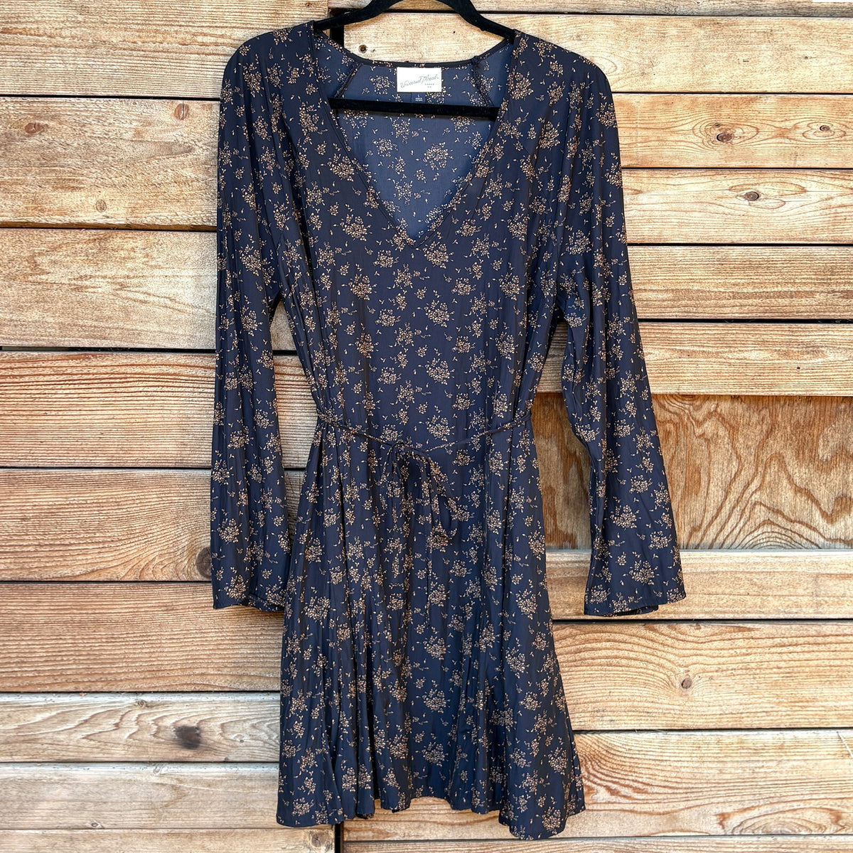 Universal Thread Navy Blue Floral Long Sleeve Dress
