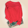 dip Sleep Red Long Sleeve Pajama Set, Size M