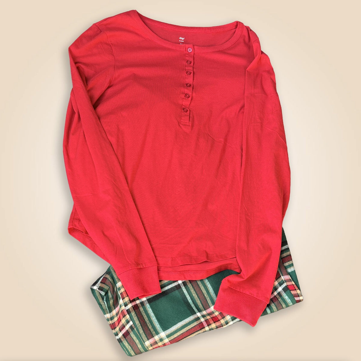 dip Sleep Red Long Sleeve Pajama Set, Size M