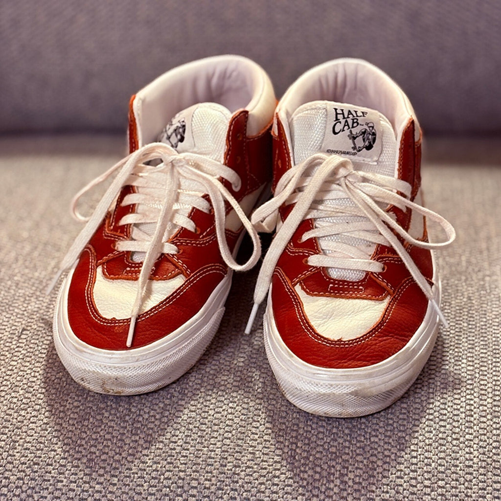 Vans Half Cab Red and White Skate Shoes with PopCush