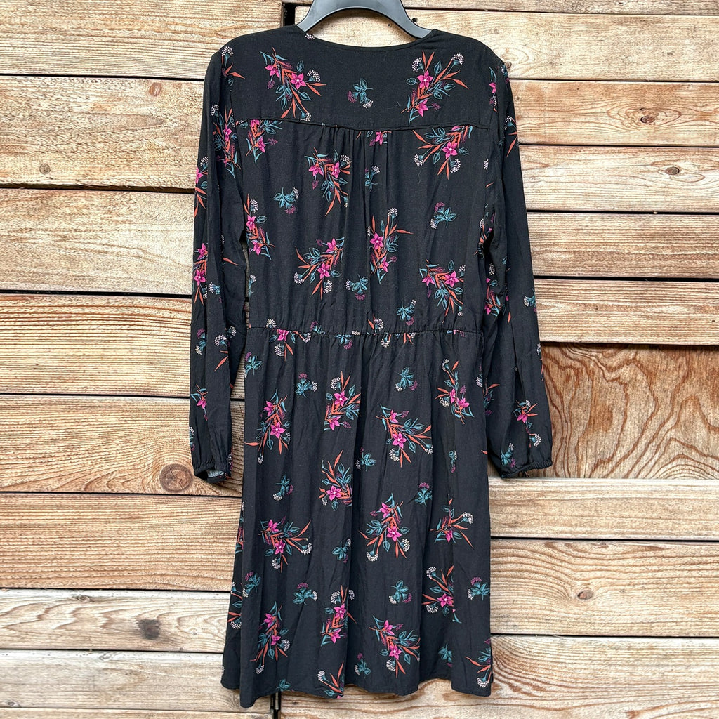 Gap Floral Wrap Dress | Black Multi, S