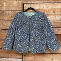 Reversible Quilted Floral Jacket with Blue and Green Patterns