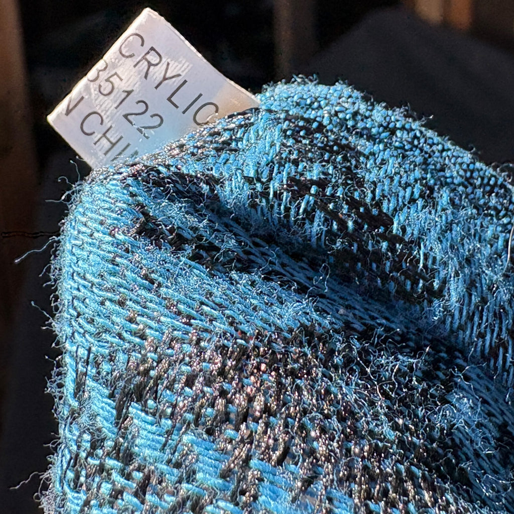 Blue and Black Paisley Pattern Acrylic Scarf with Fringe