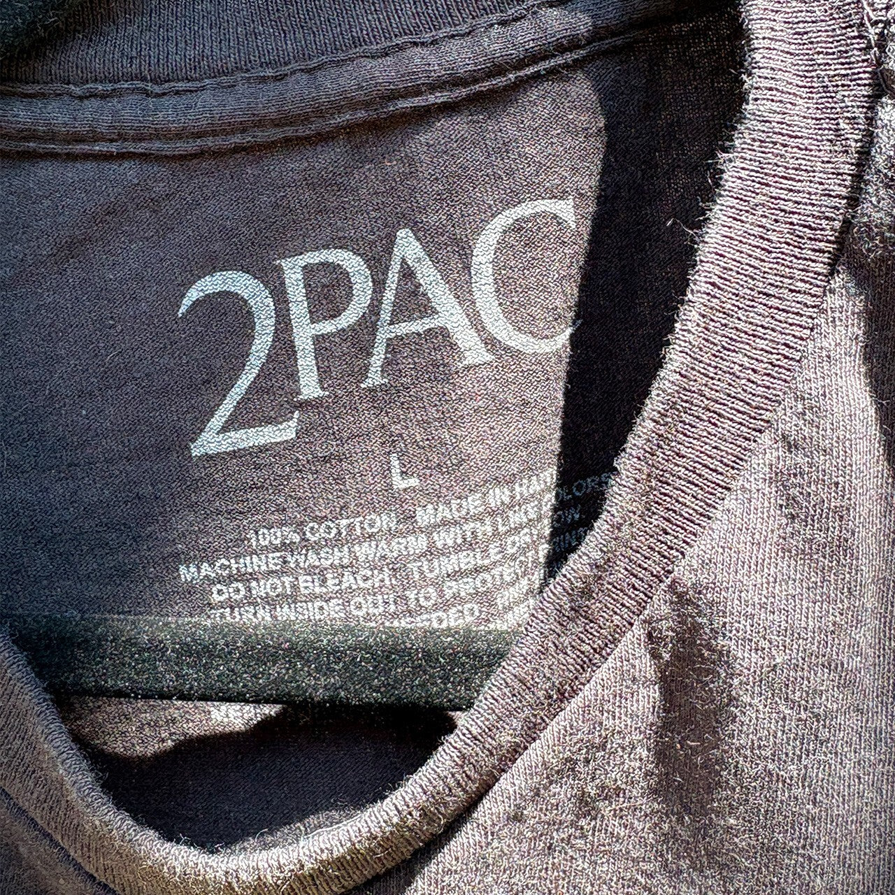 2PAC Graphic Black Cotton T-Shirt Size L