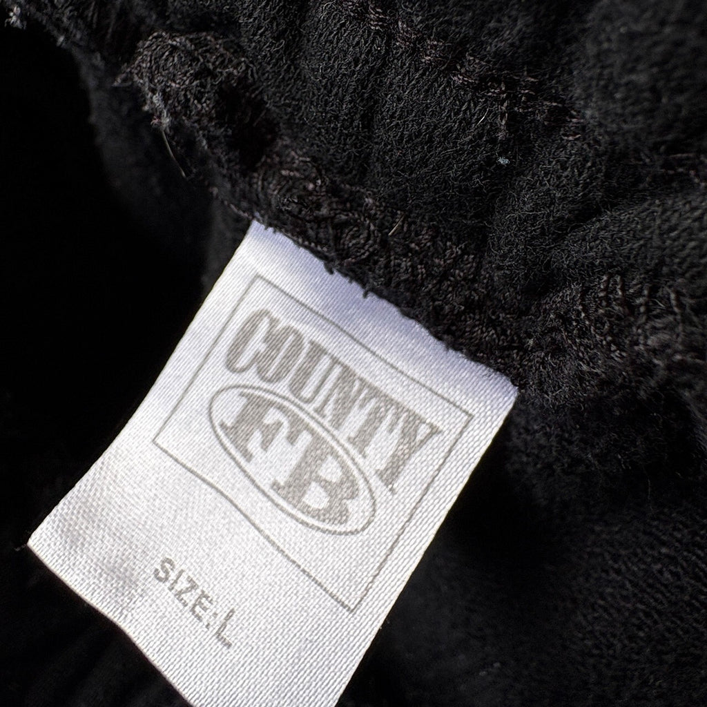 FB County Black Sweatpants Size L with Frayed Hem Detail