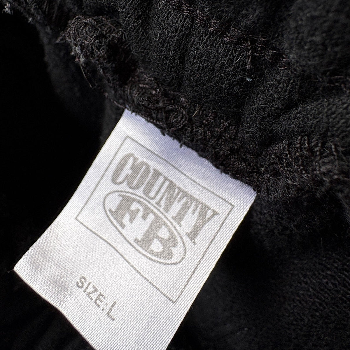 FB County Black Sweatpants Size L with Frayed Hem Detail