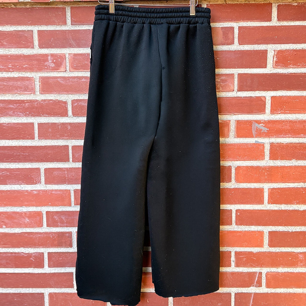 SUMWON Black Wide-Leg Sweatpants with Drawstring Waist, Size M