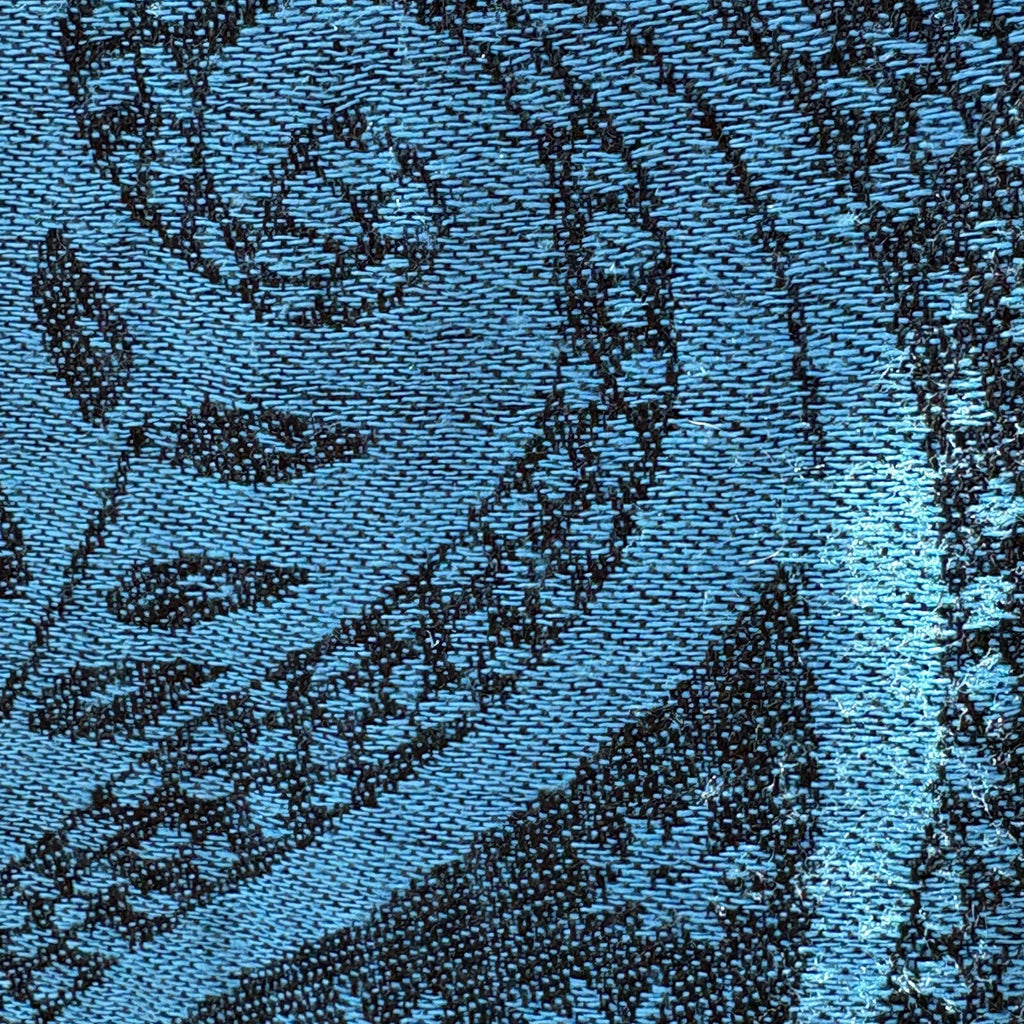 Blue and Black Paisley Pattern Acrylic Scarf with Fringe