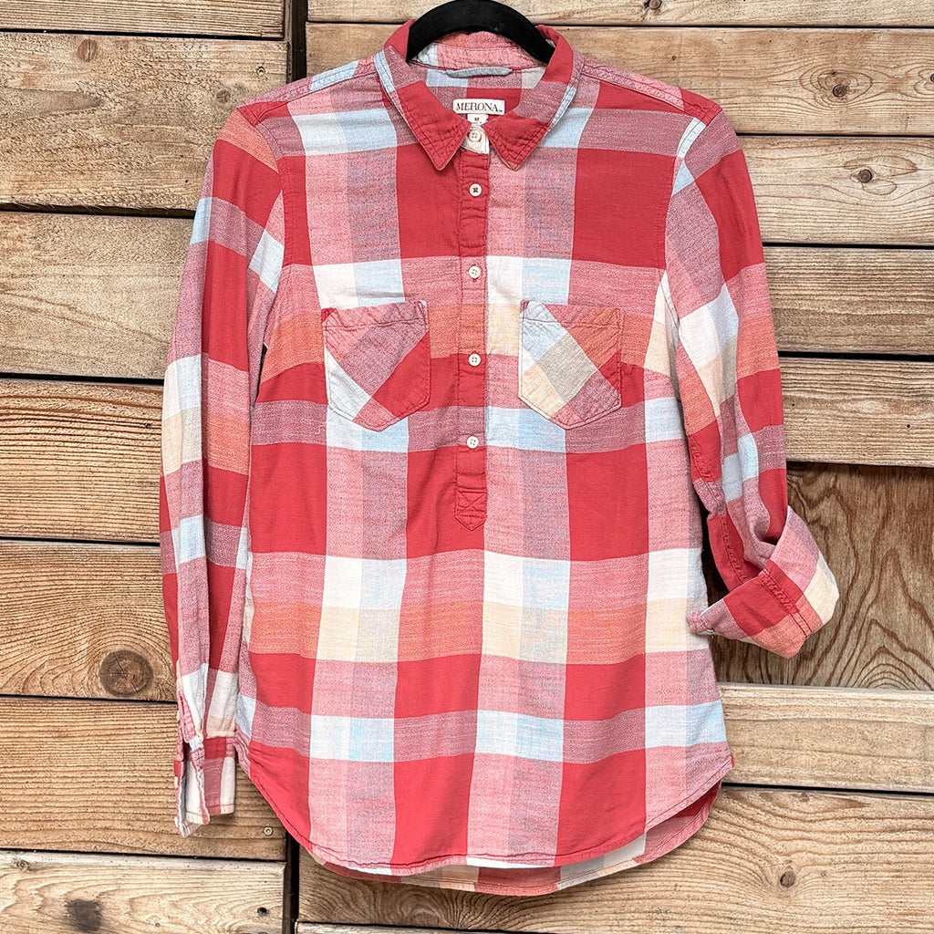 Merona Flannel Plaid Shirt | Red, M